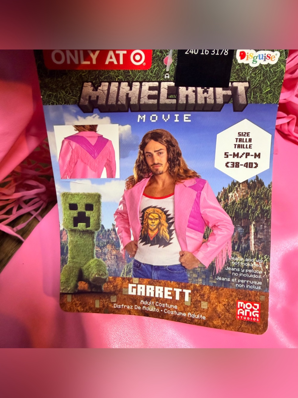 Target Pink Men's Minecraft Movie Garrett Costume Blazer Halloween costume